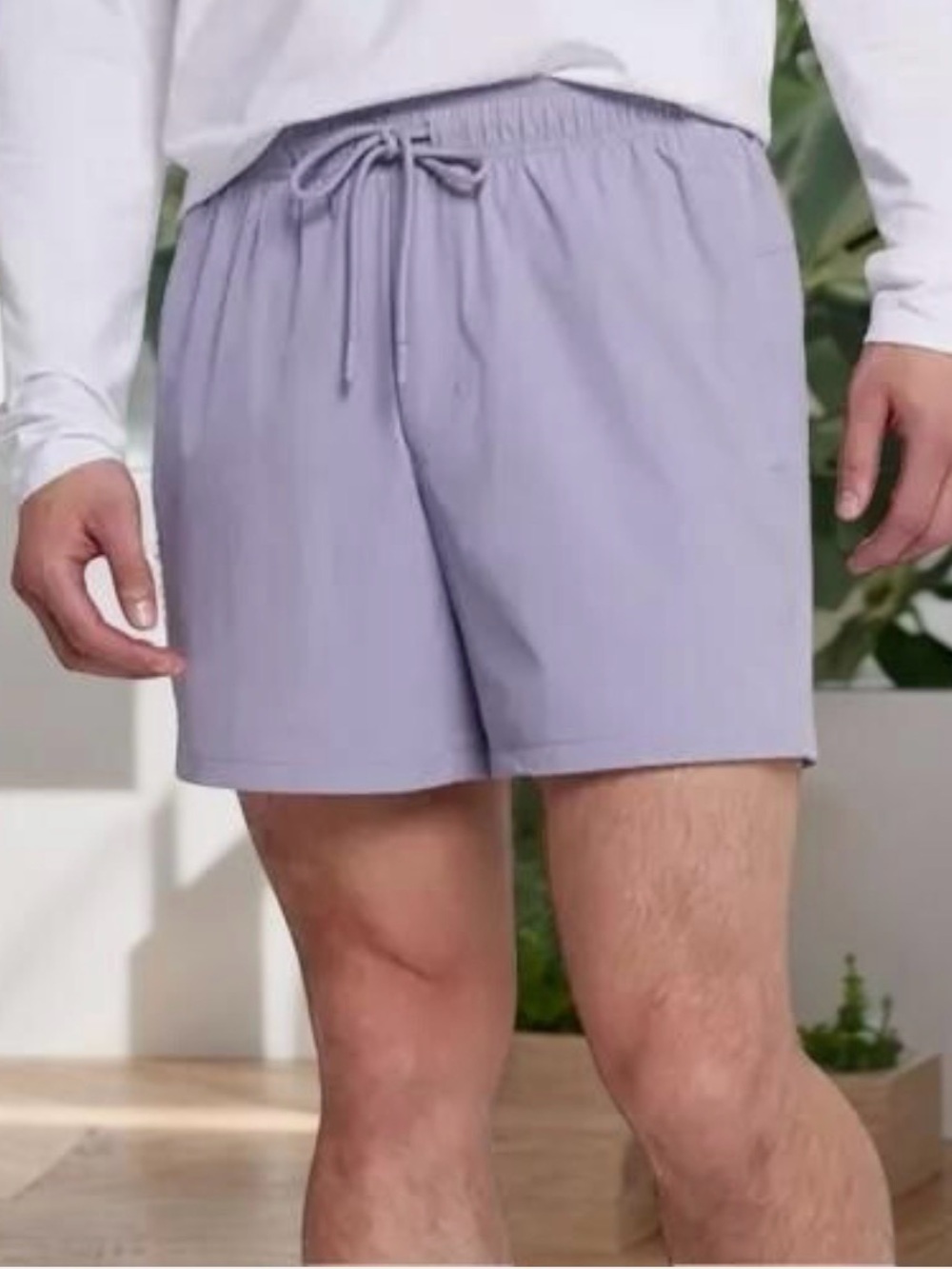 Men's Athletic Drawstring Shorts in Light Lavender